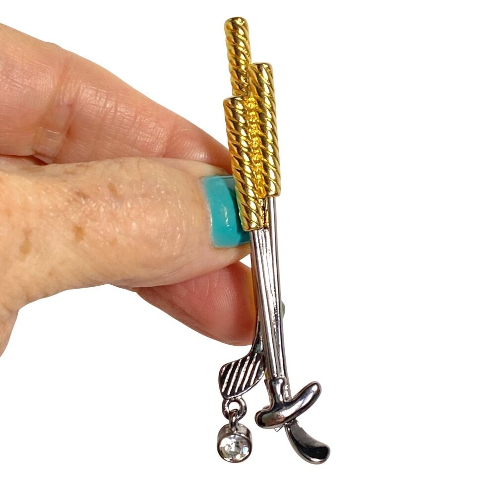 Liz Claiborne Golf Clubs Rhinestone Brooch Pin Vintage Putter Wood Chipper